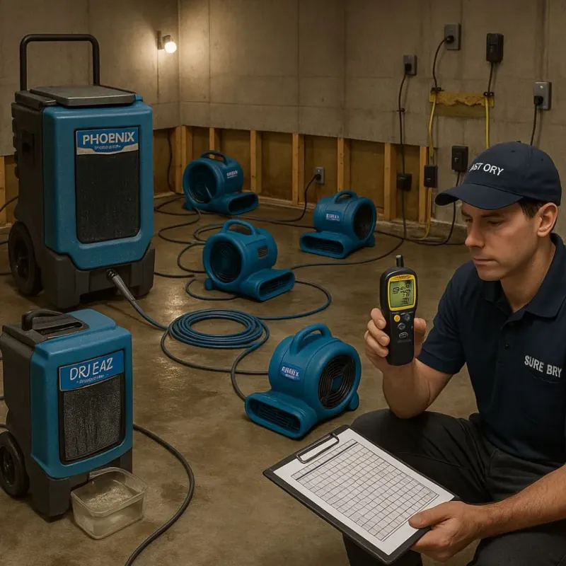 Structural Drying and Dehumidification process in Sanatoga, PA